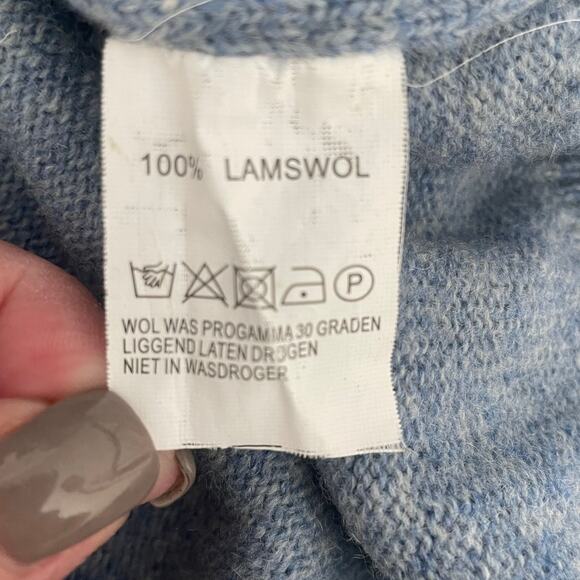 John Cabot Mens Sweater L Blue Lambswool‎ Minimal Office Travel Classic Neutral - Picture 6 of 8